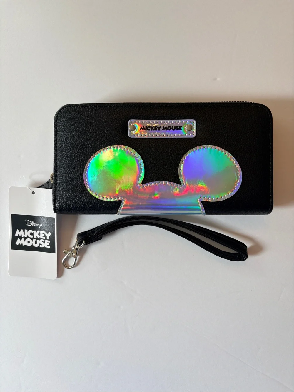 Disney Black Wristlet Wallet with Holographic Mickey Ears